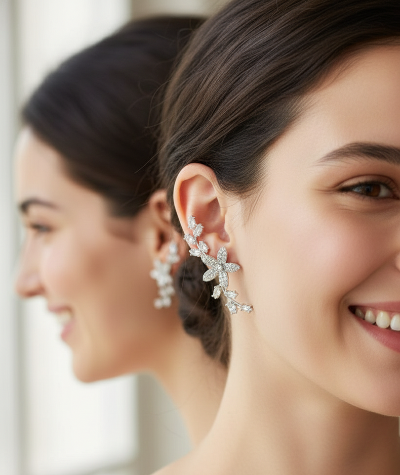 Floral Crystal Vine Earrings