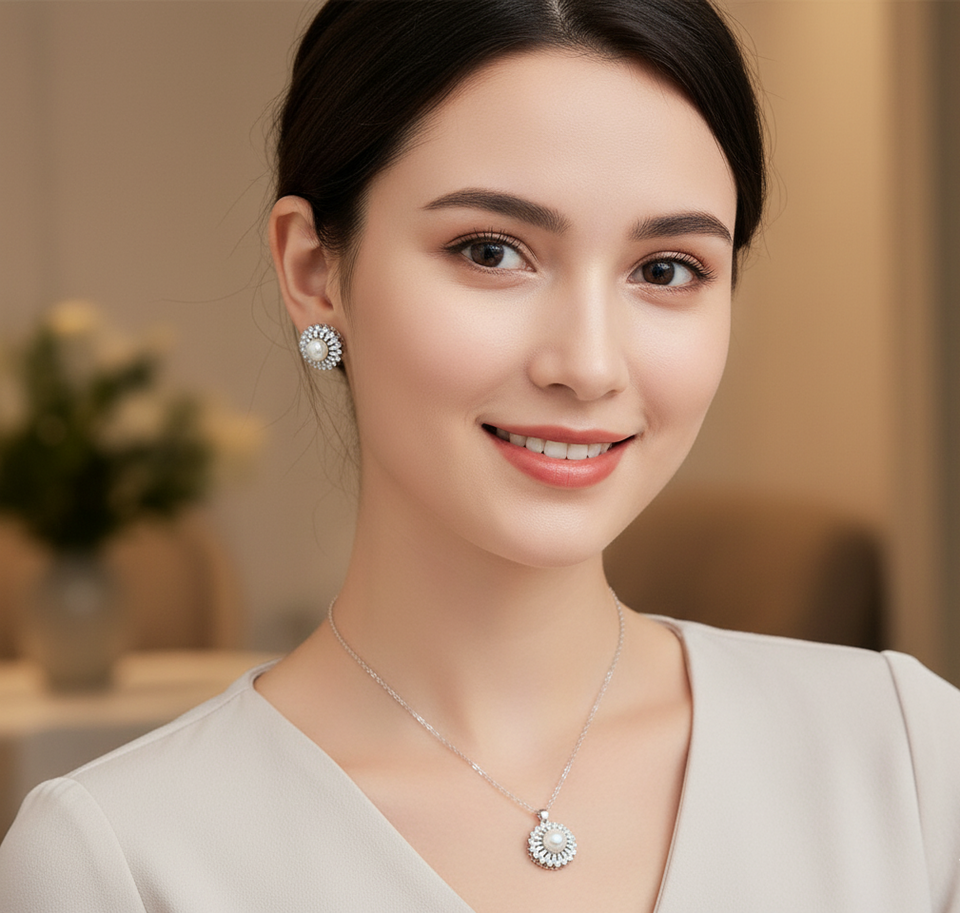 Royal Pearl Crown Jewelry Set