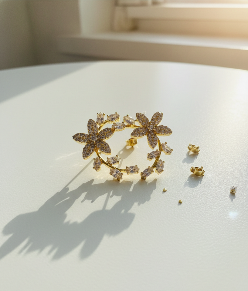 Floral Crystal Vine Earrings