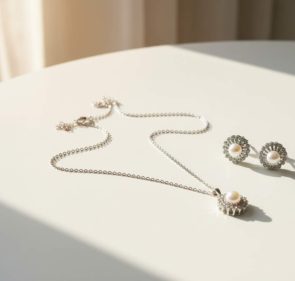 Royal Pearl Crown Jewelry Set